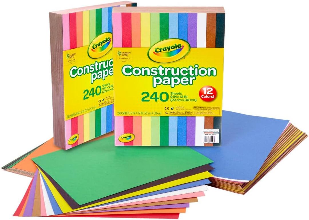 Crayola Construction Paper Bulk Pack (480 Sheets) 10 Assorted Colors, 9x12, Classroom Arts & Crafts Supplies for Kids, Art Paper for School Projects