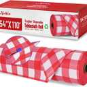 Plastic Table Cloth, 110 Ft X 54 in Disposable Tablecloth Red and White Checkered Tablecloth with Any Cut Sliding Cutters Premium PEVA Plastic Table Cloth Disposable for Picnic, Parties, Festivals