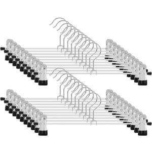 IEOKE Pant Hangers, 12 Pack Skirt Hanger with Clips Metal Trouser Clip for Shorts Heavy Duty Ultra Thin Space Saving (Black, 12pack)