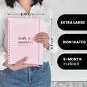 Undated Daily Planner | 2026 Calendar | Large Daily and Monthly Planner with Hourly Schedule, 8.5" x 11" | 6 Month, Full Page a Day, To do List, Time Blocking, Pink Aesthetic Hardcover Spiral Notebook