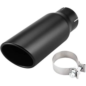 LCGP 3" Inlet Exhaust Black Tip,3" x 4" x 12" Long Clamp on Exhaust Tailpipe Tip for Truck