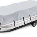 iCOVER Trailerable Pontoon Boat Cover, Fits 17 to 28ft Long & Beam Width up to 102in Pontoon Boat with Storage Bag (Silver), Size: 21'-24' Long and Beam Width up to 102in