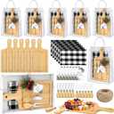 Kochorie 6 Sets Christmas Gifts Square Cheese Board Baby Bridal Shower Prizes for Game Winners Mini Cutting Board Tray with Cheese Knives Forks Kitchen Towels Christmas Party Supplies for Guests