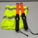 Kanayu 8 Pcs 16 Inch Signal Traffic Wand High Visibility Safety Vest Set Include 4 Reflective Safety Vest 4 Traffic Control Light Security Wands for Airport Parking(Neon Green)