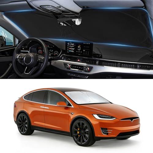 for Model X Windshield Sun Shade Sunshade for Tesla Model X 2016-2024 2025 2026 Windshield Cover Window Shield Protector Sun Visor Tesla Car Accessories Keeps Car Interior Cool