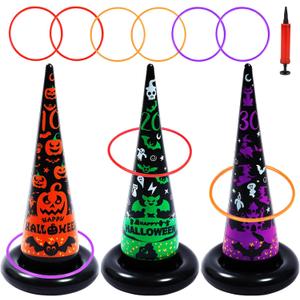 Halloween Party Games, Inflatable Witch Hat Ring Toss Games for Kids Adults Family Indoor Outdoor Toys & Decorations