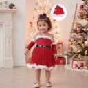 Amnnchya Christmas Toddler Girl Dress Sleeveless Santa One-Piece Dresses Arm Sleeves Hat Set Kids Girls Christmas Outfit, 4-5Y