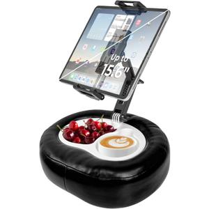 Tablet Pillow Stand with Storage Liner - Leatherette, Stable Support for 6.1-15.6 Inch Devices, Waterproof & Foldable for Sofa/Bed/Floor, Fit Thickness Case for iPad Pro/Air/Mini, Galaxy Tab