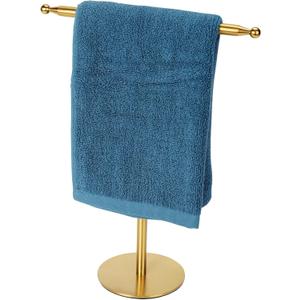 Gold Hand Towel Holder Stand for Bathroom Vanity Countertop Stainless Steel T-Shape Free Standing Towel Rack Stand Towel Bar for Bathroom Kitchen (Gold)