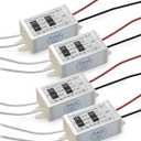 12V Power Supply LED Driver, Lustaled 15W 12 Volt Power Supply Transformer Waterproof IP67 Small 120V AC to 12V DC Converter for LED Strips, Security Cameras, Junction Box, G4 MR11 MR16 Bulbs (4-Pack)