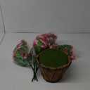 Artificial Flowers with Hanging Basket, Outdoor Faux Plants Silk Morning Glory Vines, Fake Green Arrangement for Garden Patio Spring Summer Decor(Rose Red)