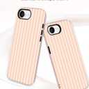 Magnetic Striped Phone Case for iPhone 15 Pro Max, Pink Yellow | Compatible with MagSafe, Cute Stripes Aesthetic Pattern Design, TPU and PC Protective Phone Cover for Women Men Girls Boys