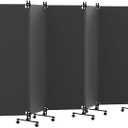 6 Panel Room Divider with Lockable Wheels, 147" W x 72" H, Gray