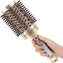 SIMPOR Large Round Brush for Blow Out, Nano Thermal Ceramic & Ionic Tech Round Barrel Hair Brush with Boar Bristles, Roller for Blow Drying (Gold, 4 inch, Barrel 2.7 Inch, 65mm)