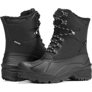 Men's Snow Boots Insulated Waterproof Lightweight Winter Boots Slip Resistant Duck Boots for Men (8, Black 2)