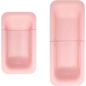 Paris Hilton Over the Sink Expandable Colander, Extendable Strainer, Adjustable from 14.5 inches to 19.5 inches, Fits most kitchen sinks, Made without BPA, Pink