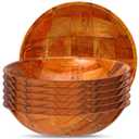 Didaey 6 Pcs Wooden Salad Bowl Set, 12 Inch Round Wood Serving Bowls, 12" Diameter x 2.75" Height, Wooden Woven Salad Bowls for Fruits, Vegetables, Snacks, Kitchen & Dining