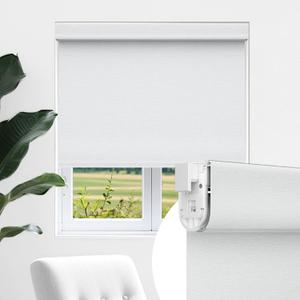 Allesin zen No Drill No Tools Blackout Roller Shades for Windows, 100% Blackout Linen Fabric, Renter-Friendly, UV Protection, Cordless Roller Blinds for Home, Office, Bedroom(White,39x72)