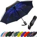 SIEPASA Compact Travel Umbrella - Windproof Auto Open/Close, Small Folding Umbrella for Rain & Sun with UPF50+ - Lightweight Frame, Waterproof - Fits Backpack, Purse, Suitcase.(UV-Pink Cherry) Bossom
