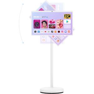22 Inch Portable Smart Screen On Wheels, 1080P Touchscreen Display, Rolling TV with 13MP HD Build-in Camera, Android 12 OS,10W Stereo Speakers, Built-in Battery(6-8H),Remote Control, 6+128GB Storage