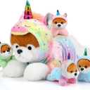 4 x Skylety 5 Pcs Dog Stuffed Animal Puppy Stuffed with Babies Inside 1 Big Mommy with 4 Mini Baby Cute Soft Toy for Children Birthday Party Adopt a Puppy Favor(Unicorn Puppies)