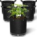 5 Pack 7 Gallon Self-Watering Grow Bags, Thick Nonwoven Fabric Pots with Support Rings and Reinforced Handles, Self-Watering Planter with Bottom Reservoir for Tomatoes Peppers Potatoes and Vegetables