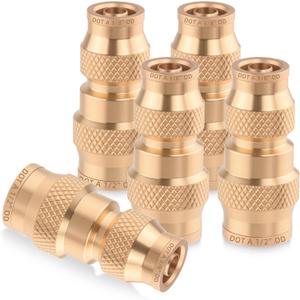 5PCS DOT Approved Brass Straight Union Push to Connect Fitting, 1/2" OD x 3/8" OD Tube Reducer Connector Quick Push Lock Adapter Air Hose Fitting for Pneumatic System Pipe line Connection