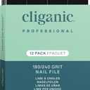 Cliganic 12 Pack Nail File Set: 180/240 Grit | Professional Emery Boards for Natural, Gel & Acrylic Nails | Washable Double Sided Kit | Cliganic 