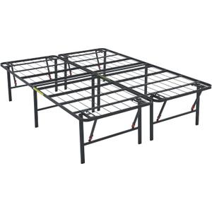 Amazon Basics Bed Frame with Storage, Foldable Metal Platform, Sturdy Steel, No Box Spring Needed, 18 inches High, Tool-Free Setup, Full Size, Black