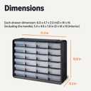 Amazon Basics 24-Drawer Plastic Storage Organizer with Dividers for Office/Craft/Tools, Wall Mountable, Sturdy, 6.3 x 21.3 x 15.8 inch, Black