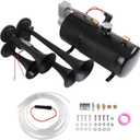 150DB 4 Trumpet Train Horns kit Super Loud Air Horn with 150 PSI 12V Air Compressor Air Horn Compressor Tank For Any Vehicle Trucks Car Jeep Or SUV (0.8 Gallon)