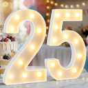 12.6 Inch LED Marquee Light Up Numbers 25, 25th Birthday Number Lights as Gifts for Women Men, Lighted Marquee Numbers for Anniversary Party Night Light Table Decorations