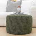 Pouf Ottoman Stuffed 20x20x12 Inches Floor Pouf Plush Fiber Ottoman Foot Rest Under Desk Foot Stool for Living Room Bedroom (Green)