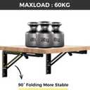 16 Inch Folding Shelf Brackets, 2 Pcs Heavy Duty Metal Collapsible Shelf Bracket Wall Mounted Brackets for Fold Down Table Wall Mounted Brackets for Shelves Space SavingMax Load: 132 lb