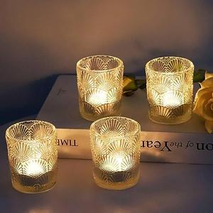 Woho 24pcs Clear Votive Candle Holders, Glass Tea Lights Candle Holder for Wedding Table Centerpiece, Vintage Tealight Candle Holder Decor for Anniversary, Bridal Shower Christmas Party