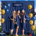 Navy Blue Backdrop Curtains-Wrinkle-Free Navy Blue Curtains Polyester Photography Drapes Wedding Background for Baby Shower Birthday Graduation Party Decorations - 8 X10FT