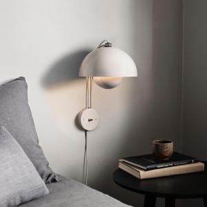 Modern Flower Pot Wall Lamp Sconce, Plug in Wall Lights with Switch, Mid Century Wall Mounted Lighting Fixture E26 Socket Wall Lamps for Bedroom (White)