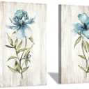 Flower Painting Canvas Wall Art: Blue Botanical Floral Artwork Wildflower Picture Print for Living Room (12'' x 16'' x 2 Panels)
