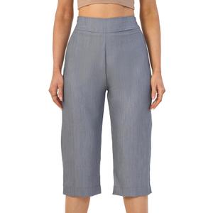 Women's Starfish Mid Rise Pull On Crop Pants, Slimming Capri Trousers, Comfort Fit for Casual Wear (Grey) M