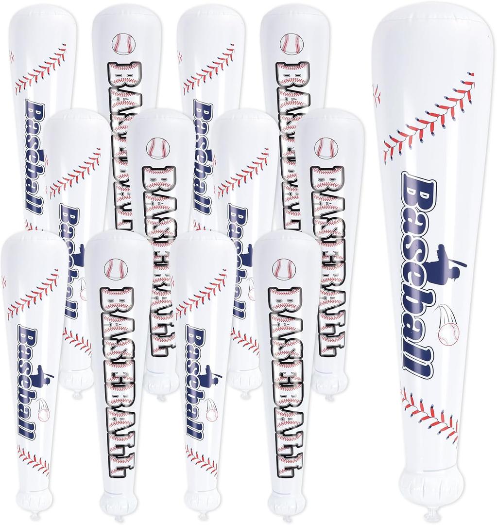 Pack of 24 20 Inch Inflatable Baseball Bat Oversized Inflatable Toy Bat Baseball Party Favors Goodie Bag Stuffers Sports Birthday Party Favors for Kids Carnival Prizes Supplies