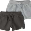 Little Planet by Carter's Boy 2-Pack Shorts Made with Organic Cotton, Grey, Black, 9M