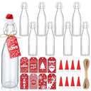 24 Pcs Coquito Bottles 17 Oz Christmas Swing Top Glass Bottles Christmas Flip Top Brewing Bottles with Santa Hat Xmas Stickers Cinnamon Twine Wine Airtight Caps for Winter Holiday Home Party Milk Eggn