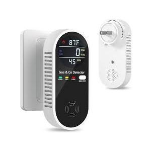 4-in-1 Upgraded Combination Natural Gas Leak Detector and Carbon Monoxide Detectors, Dual Sensor Gas Leak Detector & Carbon Monoxide Detectors Plug in (Temperature & Humidity Sensor) for Home, RV