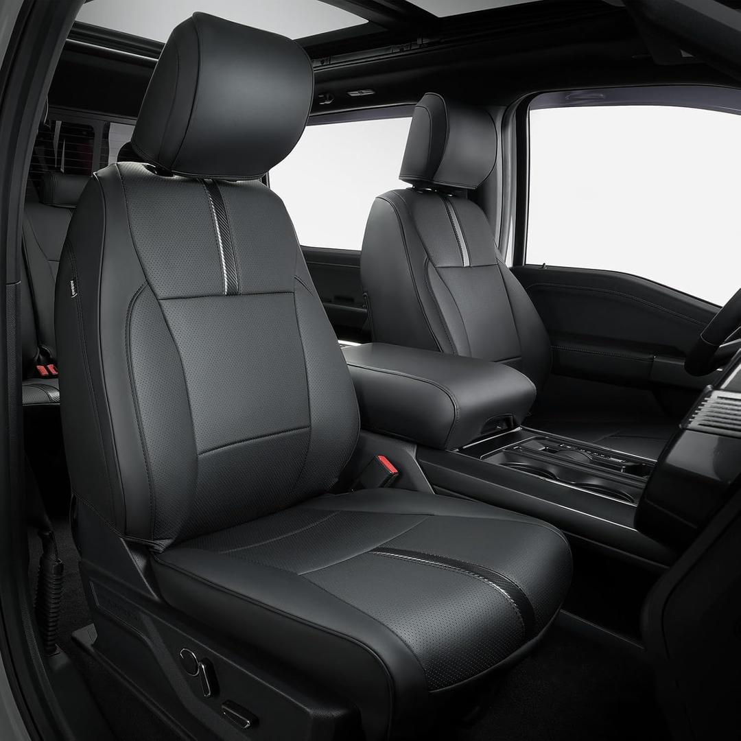 Super Cover for Ford F150 Seat Covers 2015-2024 2025 2026 Full Set, for F-150 XL/XLT Leather Truck Seat Cover, for F150 Accessories 2016 2017 2018 2019 2020 2021 2022 2023, Only for Bucket Seat