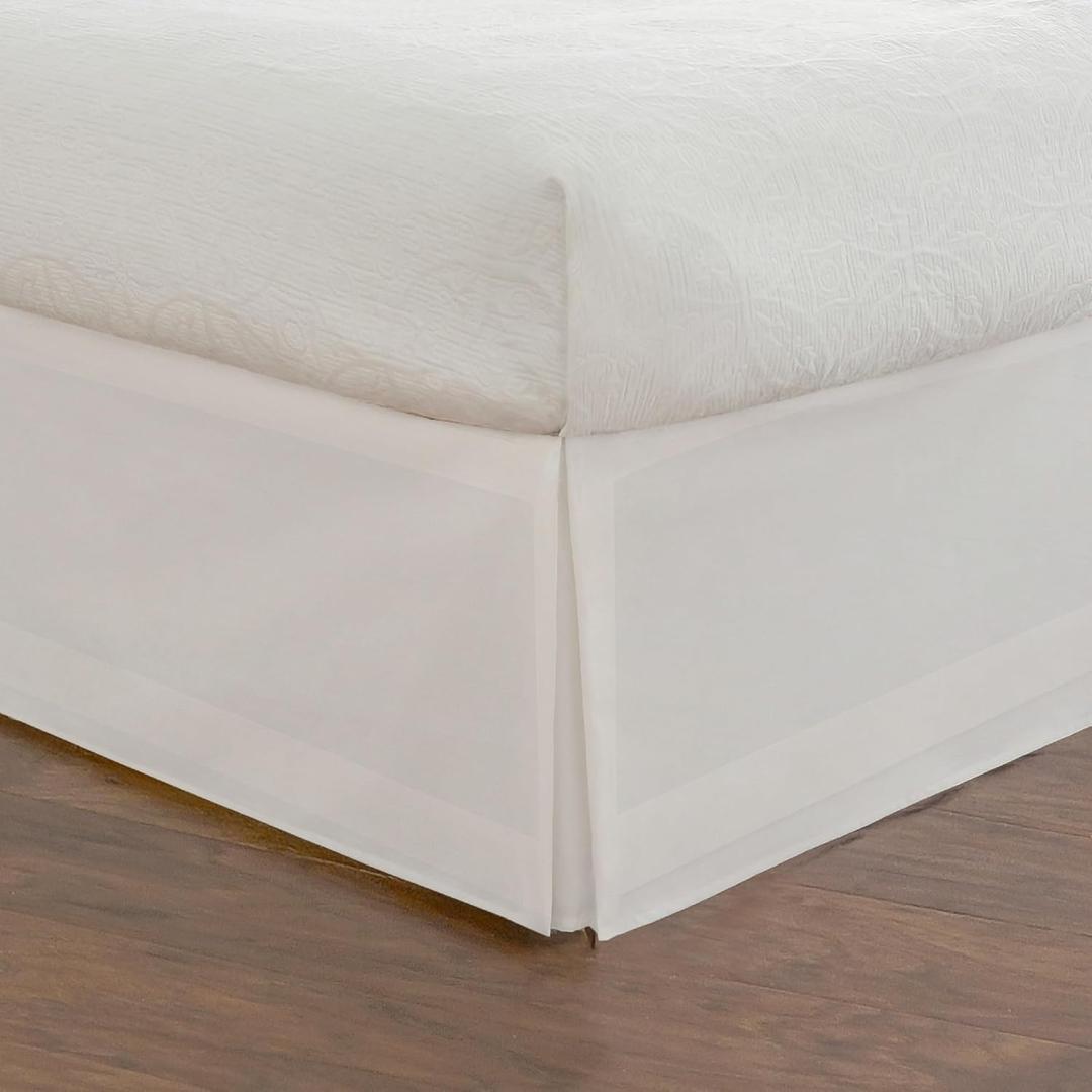Fresh Ideas Bedding Tailored Bedskirt, Classic 14 Drop Length, Pleated Styling, Full, White