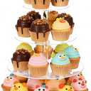 4 Tier Cupcake Stand for 50 Cupcakes, Clear Acrylic Cupcake Stand, Cupcake Holder for Parties, Weddings, Birthdays, Clear Cupcake Stand Ease of Assembly High Stability (Round)