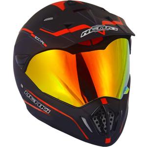Dirt Bike Helmets ATV MX Motocross Four Wheeler Helmets for Adults Dual Sport Off Road Motorcycle Helmets for Men Women Full Face Helmet Dot Approved Color Red Shield (Matte Black & Red)