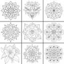 Floral Harmony - Mandala Coloring Book for Adults: 50 Unique Flowers to Color with Vivid and Relaxing Designs Spiral-Bound