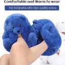Fuzzy Women's Teddy Bear Slippers,Cozy Women Indoor House Shoes,Cute Bedroom Slippers for Women Men Birthday Christmas Valentine's Gift Ideas (Blue)