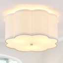 Modern Drum Semi Flush Mount Ceiling Light Fixture Modern 12.99 White 3-Lights Drum Ceiling Lighting Vintage Linen Ceiling Lamp for Kitchen, Basement, Dining Room, Bedroom, Laundry Room